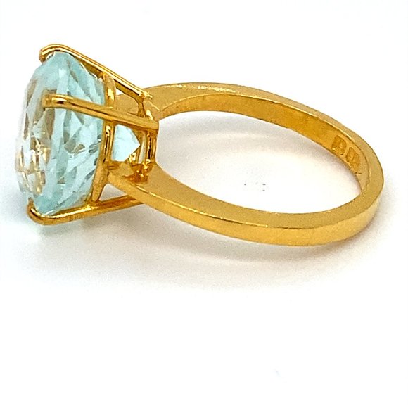 Aquamarine 7.45ct Solid 22K Yellow Gold Ring - Picture 5 of 7